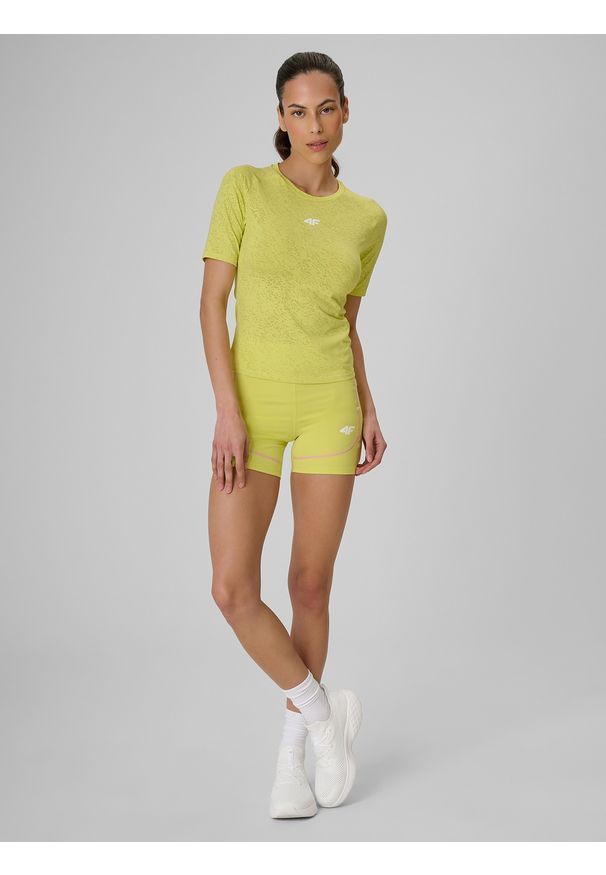 4f - 4F Koszulka treningowa slim szybkoschnąca damska - zielona L. Kolor: zielony. Materiał: materiał, włókno. Sport: fitness