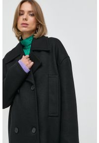 Liviana Conti płaszcz damski kolor czarny przejściowy dwurzędowy. Kolor: czarny. Styl: klasyczny #5