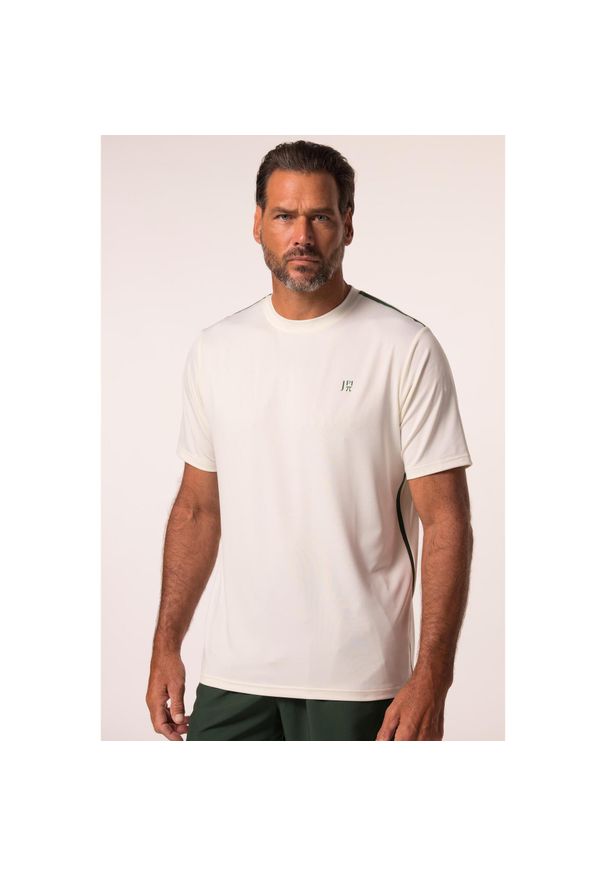 JAY-PI - Męska Koszulka funkcyjna tennis rękaw 1/2 kontrastowe paski QuickDry. Kolekcja: plus size. Kolor: biały. Materiał: poliester, materiał, elastan. Wzór: paski