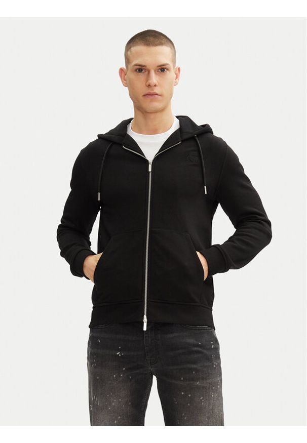 Karl Lagerfeld - KARL LAGERFELD Bluza 705751 500900 Czarny Regular Fit. Typ kołnierza: dekolt w karo. Kolor: czarny. Materiał: bawełna