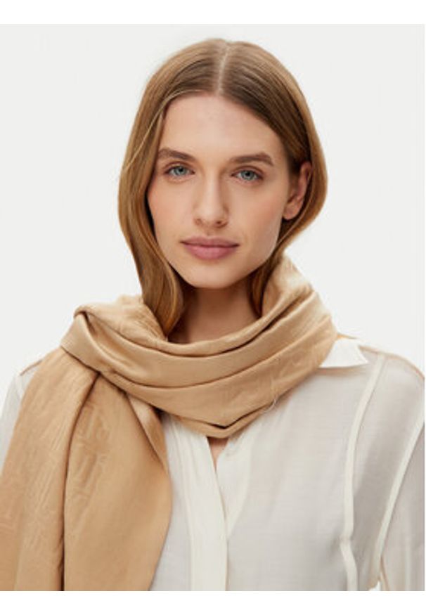 Lauren Ralph Lauren - LAUREN RALPH LAUREN Szal 454937219004 Beżowy. Kolor: beżowy. Materiał: materiał, bawełna