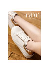 Białe Sneakersy GOE Modne Obuwie Damskie. Okazja: na co dzień. Kolor: biały. Materiał: skóra. Wzór: aplikacja #8