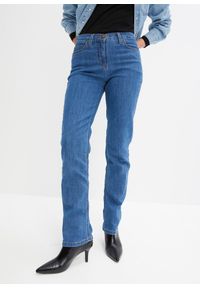 bonprix - Jeansy ze stretchem, straight, mid waist. Stan: podwyższony. Kolor: niebieski. Styl: klasyczny #1
