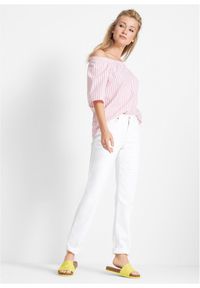 bonprix - Dżinsy ze stretchem Mom, mid waist, long. Okazja: na co dzień. Kolor: biały. Styl: casual #2