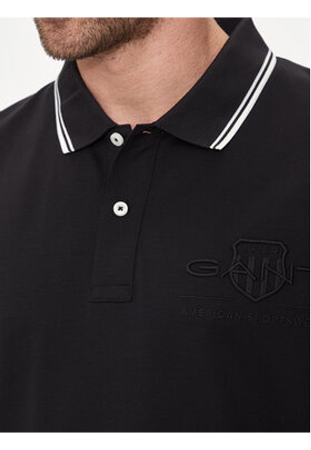 GANT - Gant Polo Contrast 2013039 Czarny Regular Fit. Typ kołnierza: polo. Kolor: czarny. Materiał: bawełna
