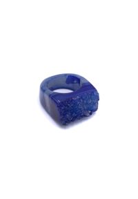 Brazi Druse Jewelry - Pierścionek Agat Druza Niebieska rozmiar 18. Kolor: niebieski. Kamień szlachetny: agat