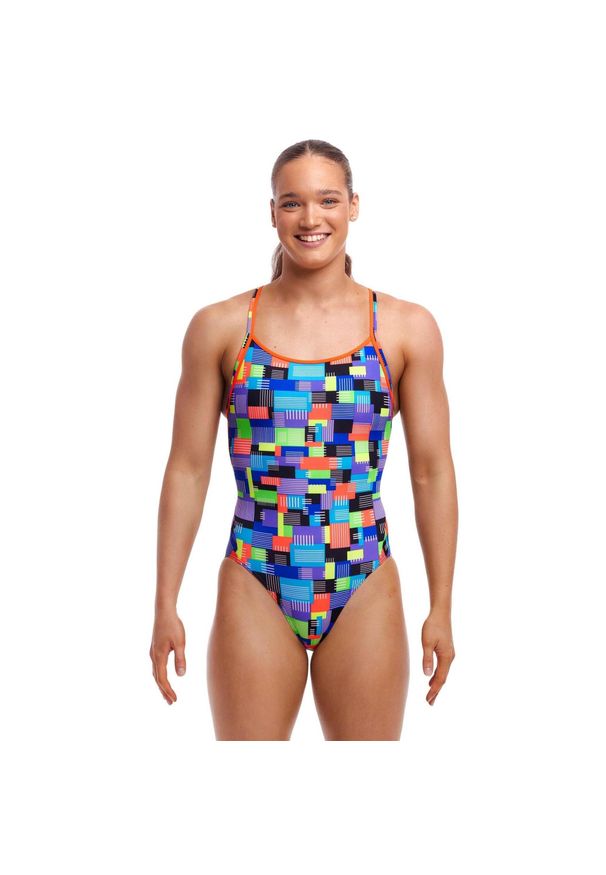 Strój kąpielowy jednoczęściowy FUNKITA Chip Set - Diamond Back. Kolor: niebieski, wielokolorowy