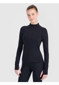 4f - Bluza treningowa slim szybkoschnąca damska - czarna. Kolor: czarny