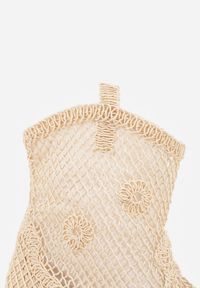 Renee - Jasnobeżowe Botki Kowbojki na Stożku ze Skórzaną Wkładką i Siateczkową Cholewką Frolozi. Okazja: na co dzień. Kolor: beżowy. Materiał: skóra. Szerokość cholewki: normalna. Obcas: na stożku. Styl: casual, elegancki. Wysokość obcasa: średni #3