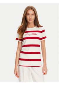TOMMY HILFIGER - Tommy Hilfiger T-Shirt Script WW0WW45746 Czerwony Regular Fit. Kolor: czerwony. Materiał: bawełna