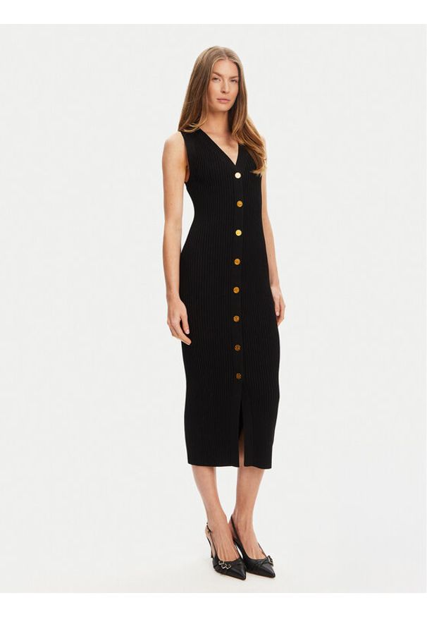 MICHAEL Michael Kors Sukienka dzianinowa MT5832533D Czarny Slim Fit. Kolor: czarny. Materiał: wiskoza