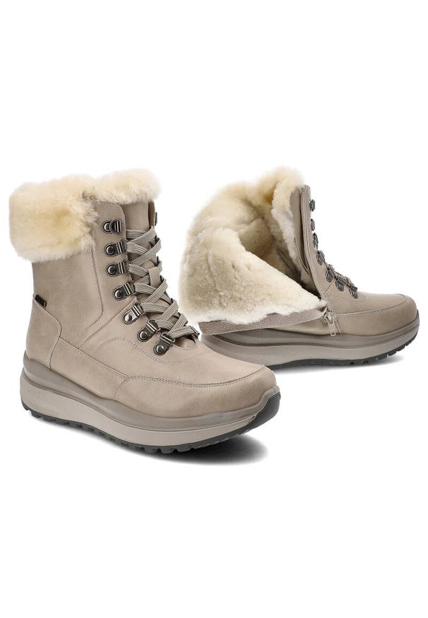 Beżowe Botki G-Comfort Ocieplane Buty Damskie. Okazja: na co dzień. Zapięcie: zamek. Kolor: beżowy. Materiał: syntetyk, materiał, futro. Sezon: zima. Obcas: na obcasie. Styl: casual, elegancki. Wysokość obcasa: niski