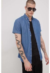 PRODUKT by Jack & Jones - Produkt by Jack & Jones koszula bawełniana męska regular z kołnierzykiem button-down. Typ kołnierza: button down. Kolor: niebieski. Materiał: bawełna. Długość rękawa: krótki rękaw. Długość: krótkie #3