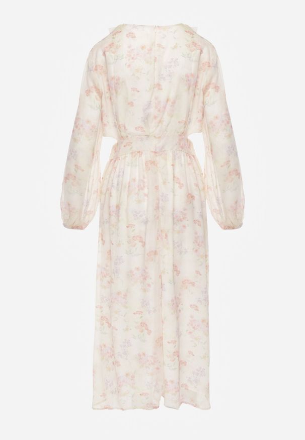 Born2be - Żółta Romantyczna Sukienka z Falbankami Wiązaniem i Wycięciami w Talii Rhelorin. Okazja: na co dzień. Typ kołnierza: kołnierz z falbankami. Kolor: żółty. Materiał: jeans, poliester. Styl: casual, klasyczny