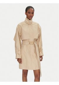 TwinSet - TWINSET Trencz 251TP2661 Beżowy Loose Fit. Kolor: beżowy. Materiał: syntetyk, bawełna