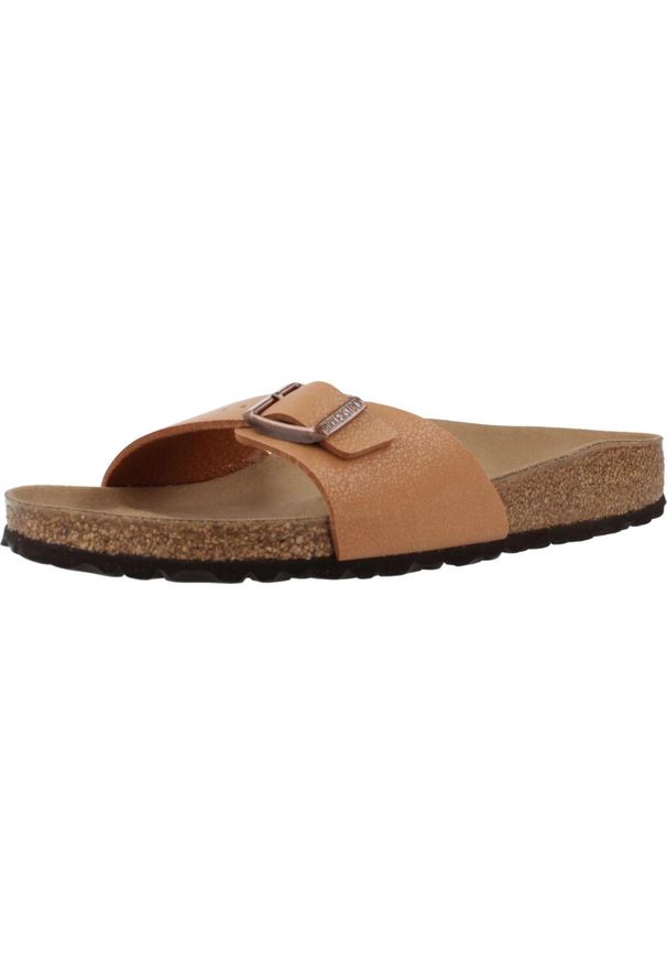 Klapki damskie Birkenstock Madrid. Kolor: wielokolorowy, beżowy, brązowy. Materiał: materiał, syntetyk. Styl: sportowy