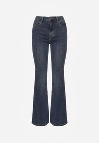 Renee - Niebieskie Jeansy z Domieszką Wiskozy o Kroju Flare High Waist Alendria. Okazja: na imprezę. Stan: podwyższony. Kolor: niebieski. Styl: elegancki #7