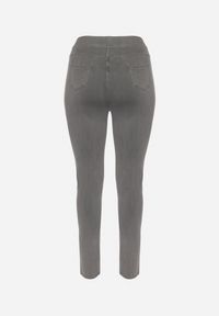 Born2be - Szare Spodnie Jegginsy z Gumką w Talii Elasande. Kolekcja: plus size. Kolor: szary. Materiał: jeans #5