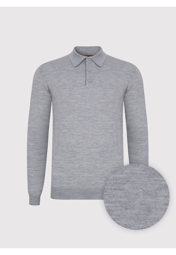 Pako Lorente - PAKO LORENTE – Męski szary sweter z kołnierzykiem polo. Typ kołnierza: polo. Kolor: szary, niebieski. Materiał: akryl, wełna, poliamid. Wzór: melanż. Sezon: zima, jesień
