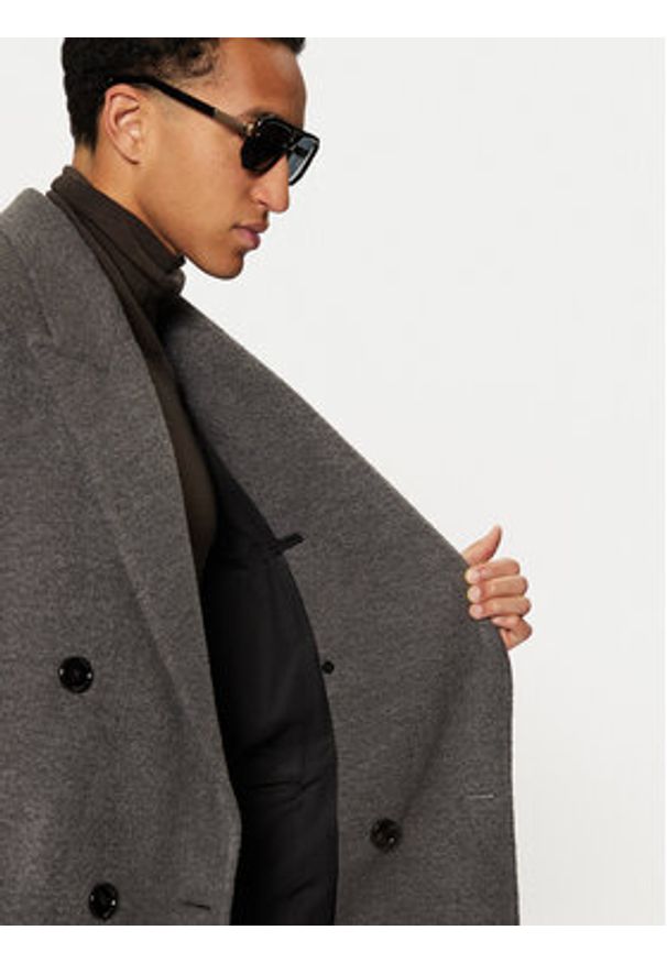 AMI PARIS - AMI Paris Płaszcz przejściowy HCO317.WV0025 Szary Regular Fit. Kolor: szary. Materiał: wełna