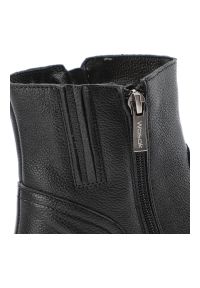 Czarne Botki Wasak Skórzane Buty Damskie Zapinane Na Suwak. Zapięcie: zamek. Kolor: czarny. Materiał: skóra. Wzór: grochy. Styl: klasyczny, elegancki #7