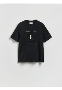 Reserved - T-shirt regular z aplikacją - czarny. Kolor: czarny. Materiał: bawełna, dzianina. Wzór: aplikacja