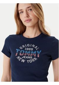 Tommy Jeans T-Shirt DW0DW21421 Granatowy Slim Fit. Kolor: niebieski. Materiał: bawełna