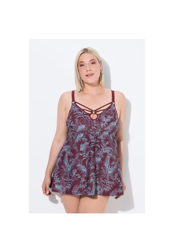 ULLA POPKEN - Damski Strój kąpielowy dżungla miękkie miseczki fiszbiny z recyklingu. Kolekcja: plus size. Kolor: niebieski. Materiał: elastan, poliamid, materiał