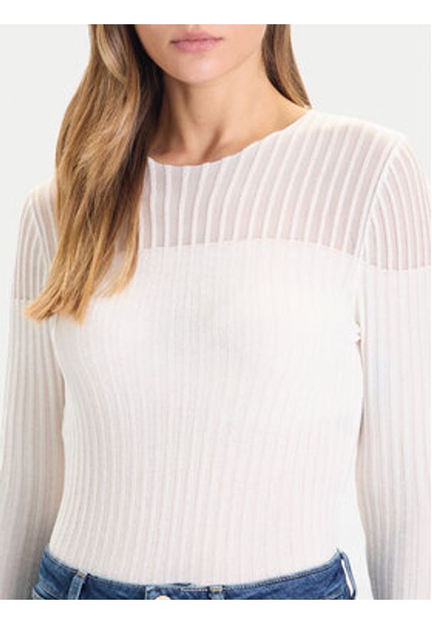 Guess Sweter W5BR62 Z0890 Écru Slim Fit. Materiał: syntetyk