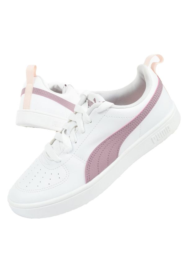 Buty sportowe damskie Puma Rickie. Okazja: na co dzień. Kolor: biały, wielokolorowy, fioletowy. Materiał: skóra ekologiczna. Szerokość cholewki: normalna