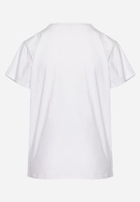 Born2be - Biały Bawełniany T-shirt z Nadrukiem na Przodzie Galamella. Kolor: biały. Materiał: bawełna. Wzór: nadruk