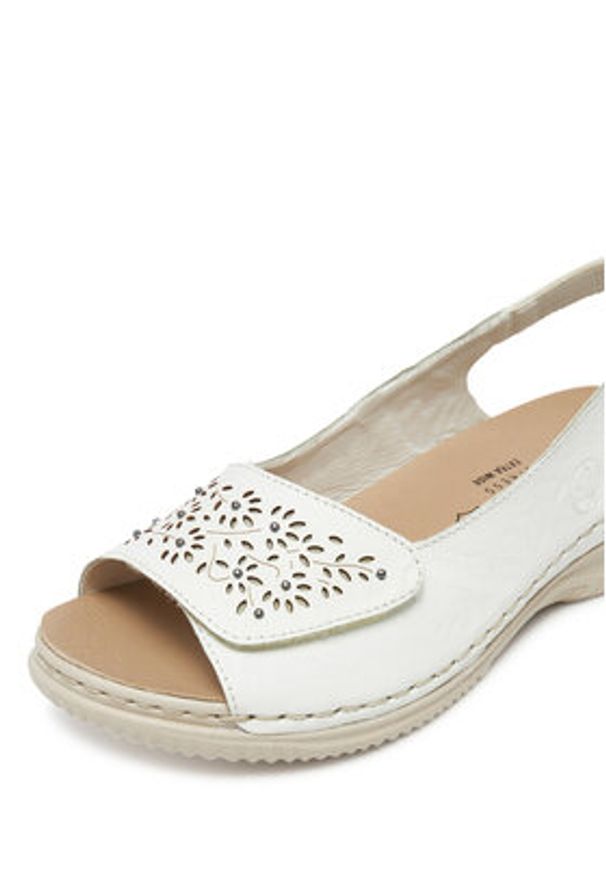 Rieker Sandały V7450-80 Biały. Kolor: biały. Materiał: skóra