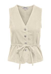 only - ONLY Top Silla 15374051 Kremowy Regular Fit. Kolor: kremowy. Materiał: bawełna #1