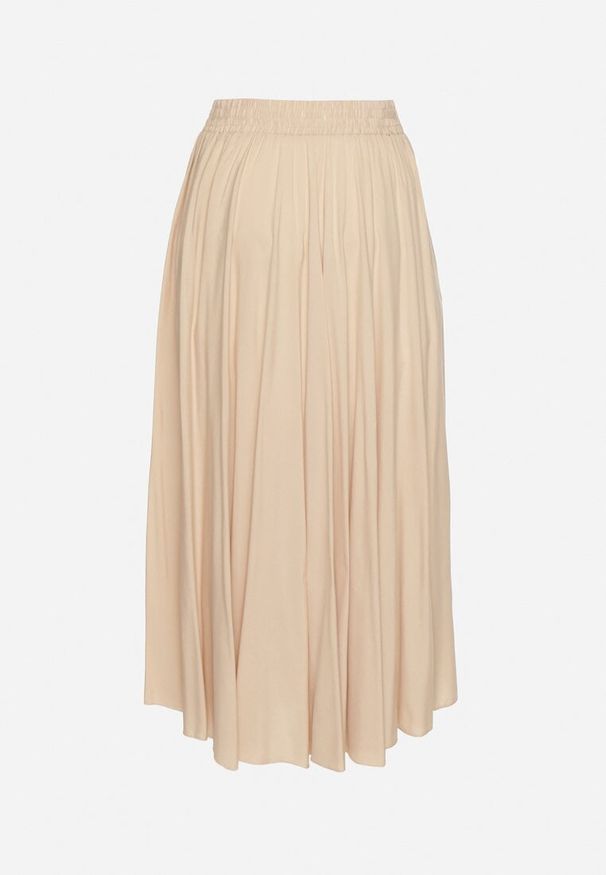 Born2be - Beżowa Wiskozowa Rozkloszowana Spódnica Lunisenia. Okazja: na co dzień. Kolor: beżowy. Materiał: wiskoza. Sezon: wiosna. Styl: elegancki, klasyczny, casual