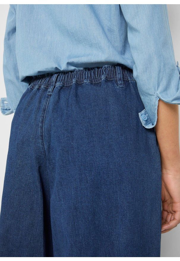 bonprix - Spódnico-spodnie jeansowe, wide leg, z wygodnym pasem. Kolor: niebieski