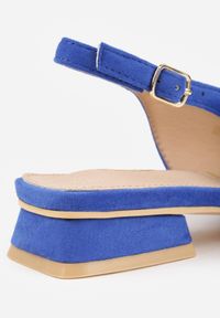 Renee - Niebieskie Czółenka Slingback Vices z Cyrkoniami i Wkładką ze Skóry Eklina. Okazja: na co dzień. Kolor: niebieski. Materiał: skóra. Obcas: na obcasie. Styl: wizytowy, casual, klasyczny, elegancki. Wysokość obcasa: średni #5