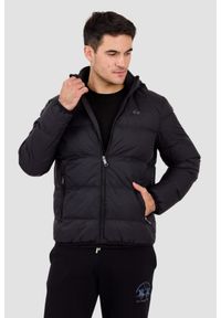 La Martina - LA MARTINA MAN Czarna pikowana męska kurtka Outerwear Basic Nylon, Rozmiar M. Kolor: czarny. Materiał: nylon. Długość rękawa: długi rękaw. Długość: długie. Styl: elegancki