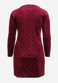 Born2be - Bordowa Welurowa Sukienka z Brokatem Mosire. Kolor: czerwony. Materiał: welur. Wzór: aplikacja. Długość: mini #6