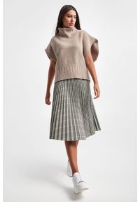 Armani Exchange - Sweter wełniany ARMANI EXCHANGE. Typ kołnierza: golf. Materiał: wełna, prążkowany. Długość rękawa: bez rękawów. Wzór: ze splotem #4