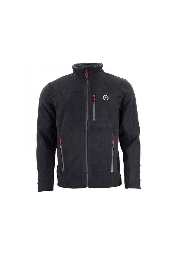 PEAK MOUNTAIN - Polar z pełnym zamkiem błyskawicznym Peak Mountain. Typ kołnierza: kołnierzyk stójkowy. Kolor: czarny. Materiał: polar. Sport: turystyka piesza