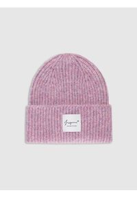4f - 4F Czapka zimowa damska - różowa S. Kolor: różowy. Materiał: wełna, skóra, syntetyk, materiał. Sezon: zima. Styl: klasyczny, sportowy #1