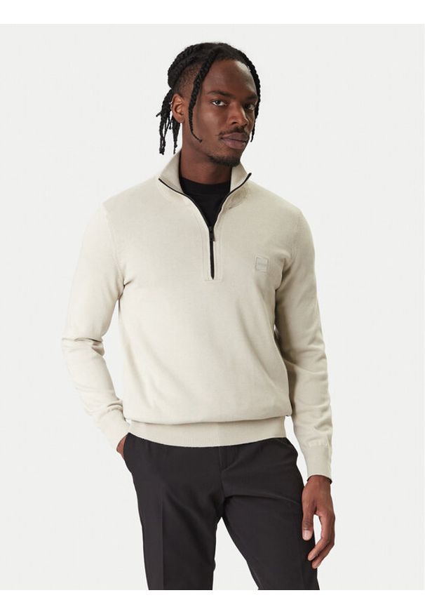 BOSS Sweter Kanobix 50527585 Beżowy Regular Fit. Kolor: beżowy. Materiał: bawełna