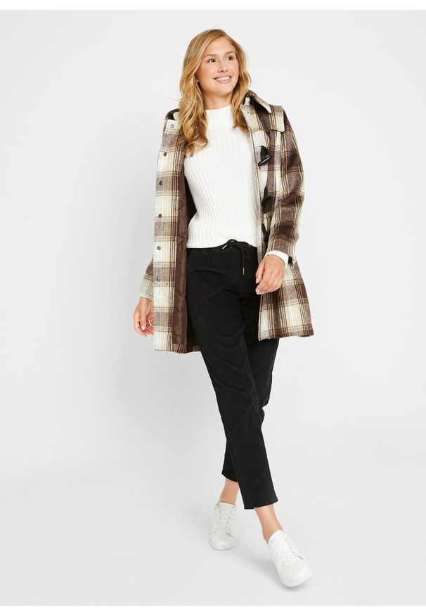 bonprix - Spodnie sztruksowe z wygodnym paskiem. Kolor: czarny. Materiał: sztruks