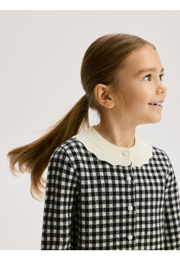 Reserved - Kardigan w kratę - wielobarwny. Materiał: wiskoza, dzianina