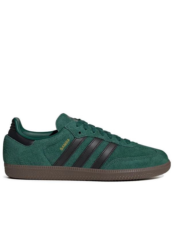 Adidas - Buty unisex adidas Originals Samba OG IH4384 - zielone. Okazja: na co dzień. Zapięcie: sznurówki. Kolor: zielony. Materiał: syntetyk, skóra, guma, zamsz. Szerokość cholewki: normalna