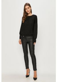 Guess Jeans - Sweter. Kolor: czarny. Materiał: jeans. Długość rękawa: długi rękaw. Długość: długie. Wzór: aplikacja #3