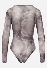 Born2be - Szare Body Siateczkowe z Efektem Tie-Dye Sanilra. Okazja: na co dzień. Kolor: czarny. Materiał: jeans. Długość rękawa: długi rękaw. Długość: długie. Styl: casual #3
