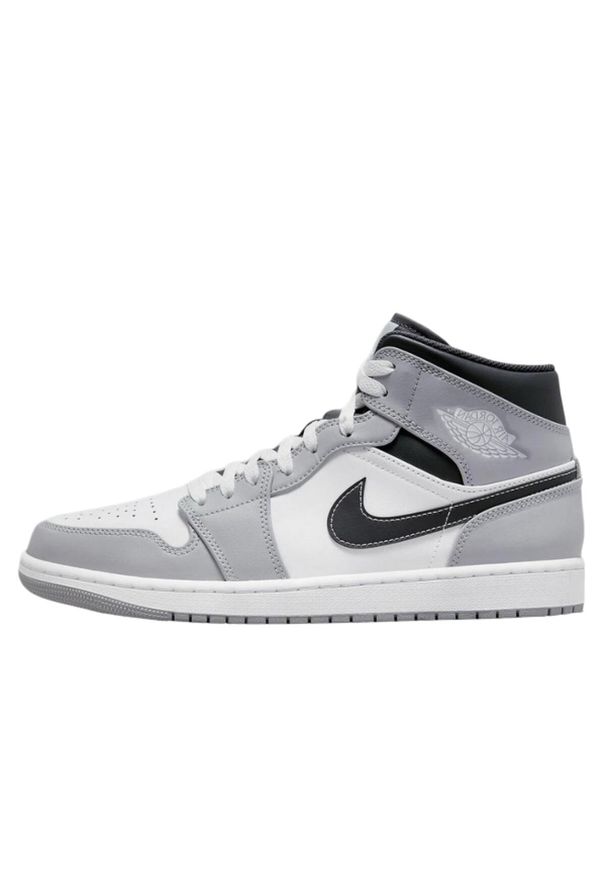 Buty do chodzenia dla dorosłych Air Jordan 1 Mid Light Smoke Grey Anthracite. Kolor: czarny. Sport: turystyka piesza