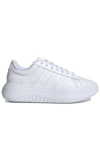 Adidas - Buty damskie adidas Grand Court Platform IE1089 - białe. Kolor: biały. Materiał: materiał, syntetyk, guma. Szerokość cholewki: normalna. Sezon: lato. Obcas: na platformie. Model: Adidas Cloudfoam