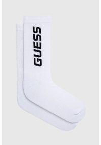 Guess - GUESS Białe sportowe skarpetki męskie Arlo. Kolor: biały. Materiał: dzianina